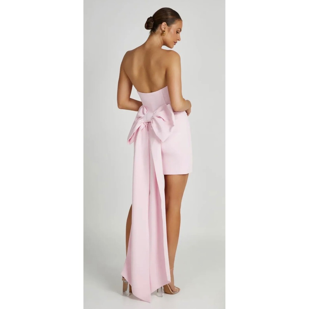 Meshki Meredith Strapless Bow Mini Dress‎ Women 3XL Blush Pink New Statement Bow